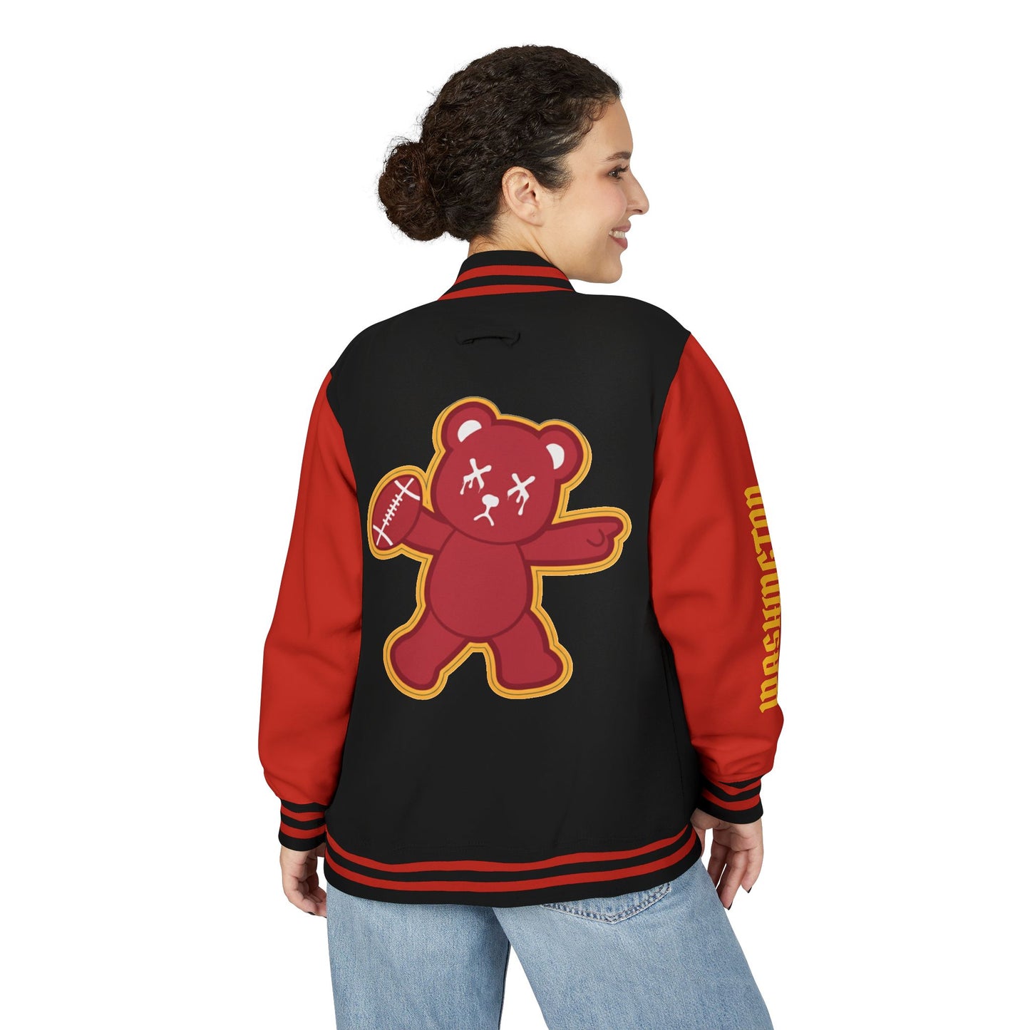 Red & Black "Wicked Way" Washington Deady Bear Football Heavyweight Letterman Jacket