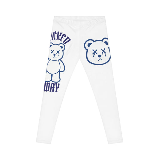 "Wicked Way" Deady Bears White & Blue Women's Casual Leggings