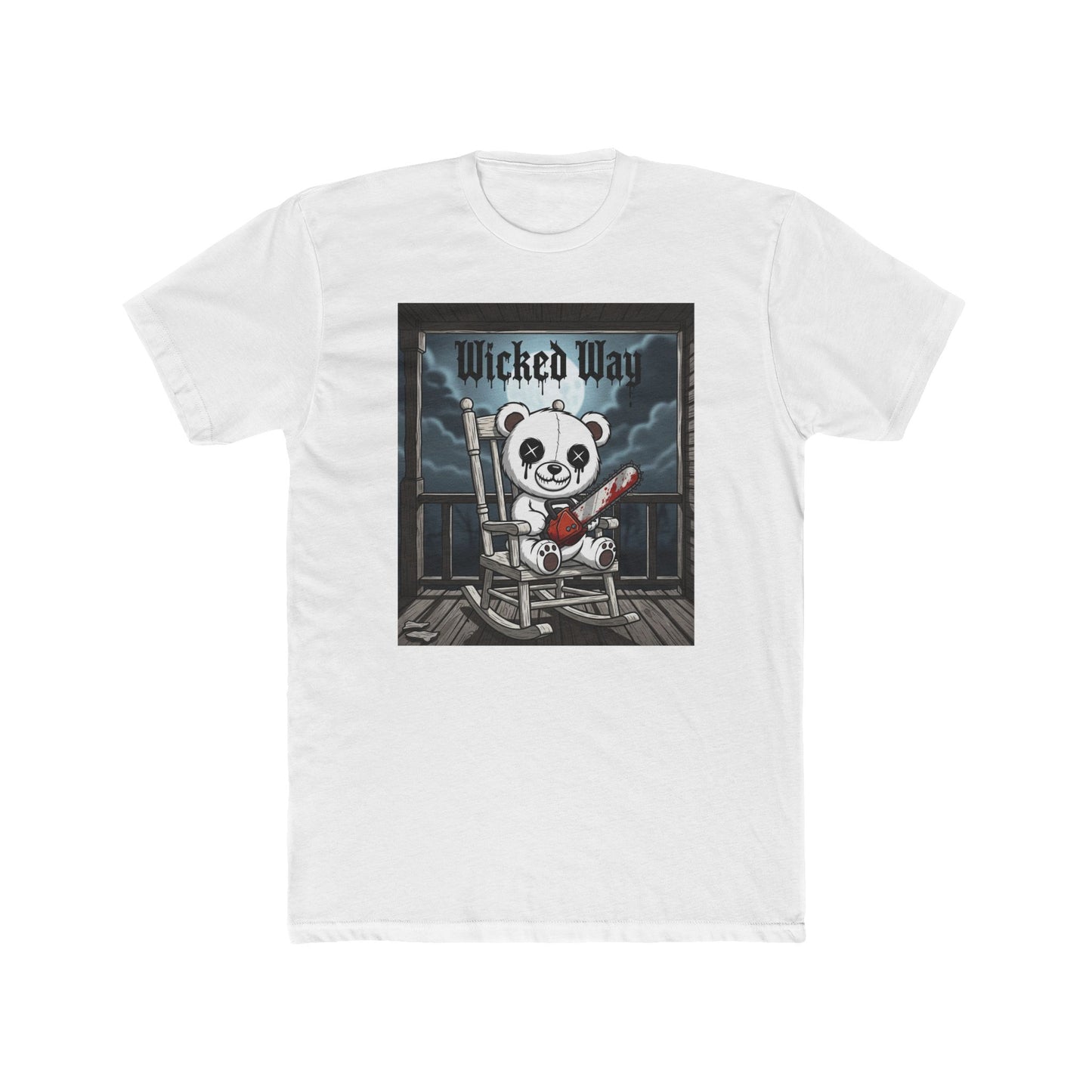 "Wicked Way" Chainsaw Deady Bear on Porch Graphic T-Shirt