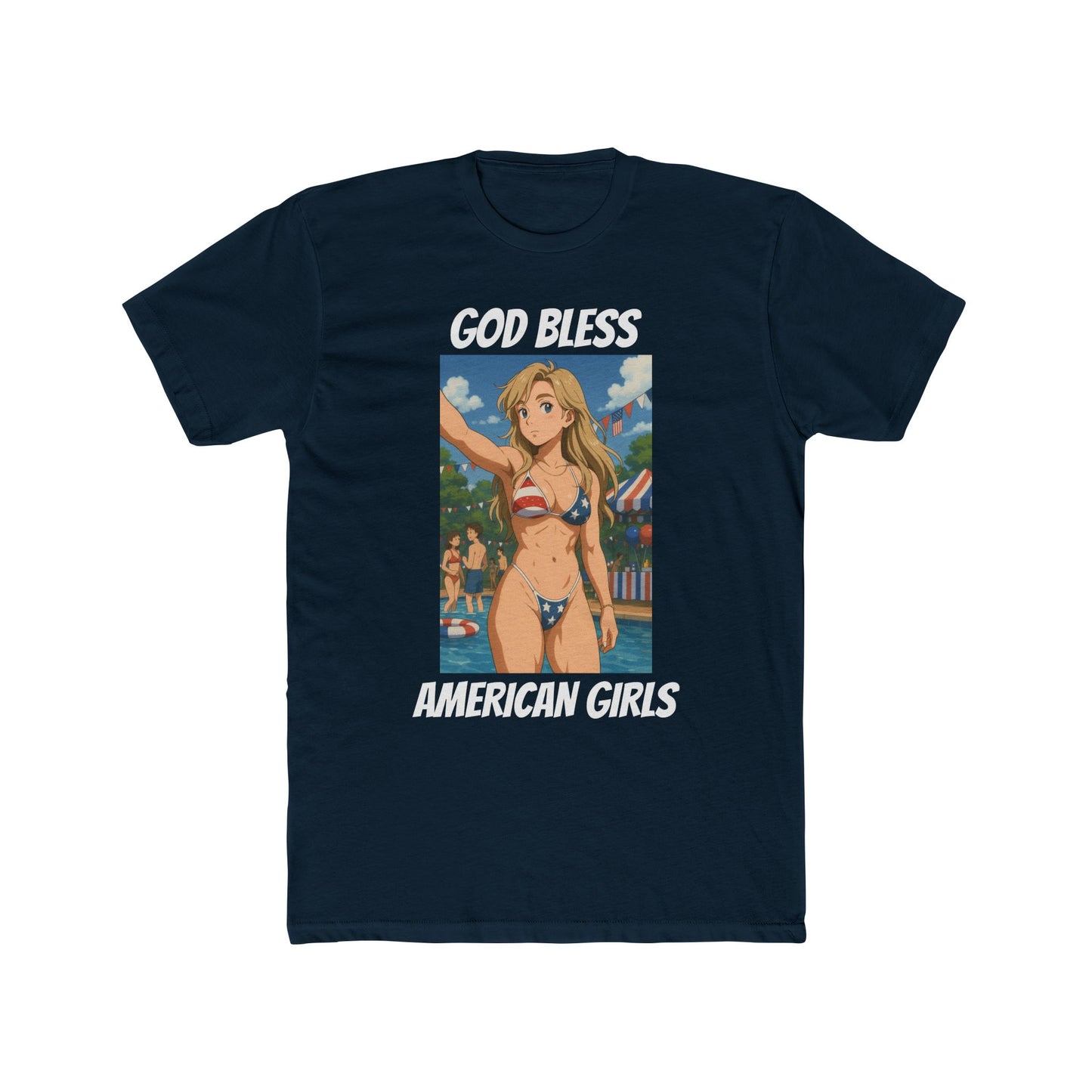 Anime Football 'God Bless American Girls' Cotton Crew Tee