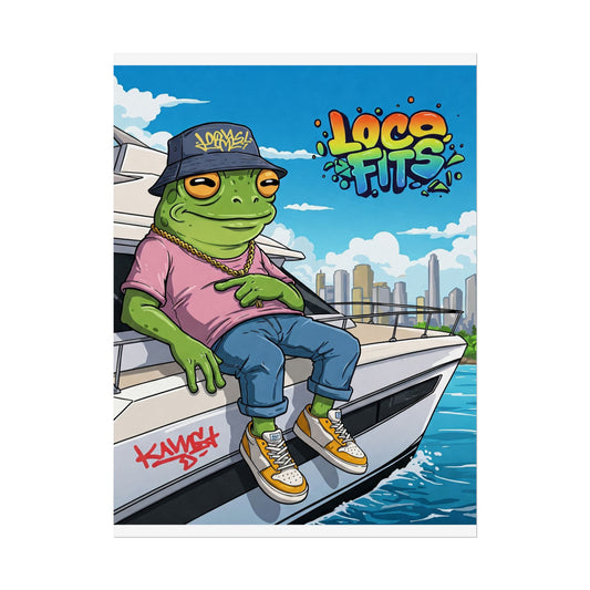 Loco Fits Yacht Frog Street Art Rolled Poster