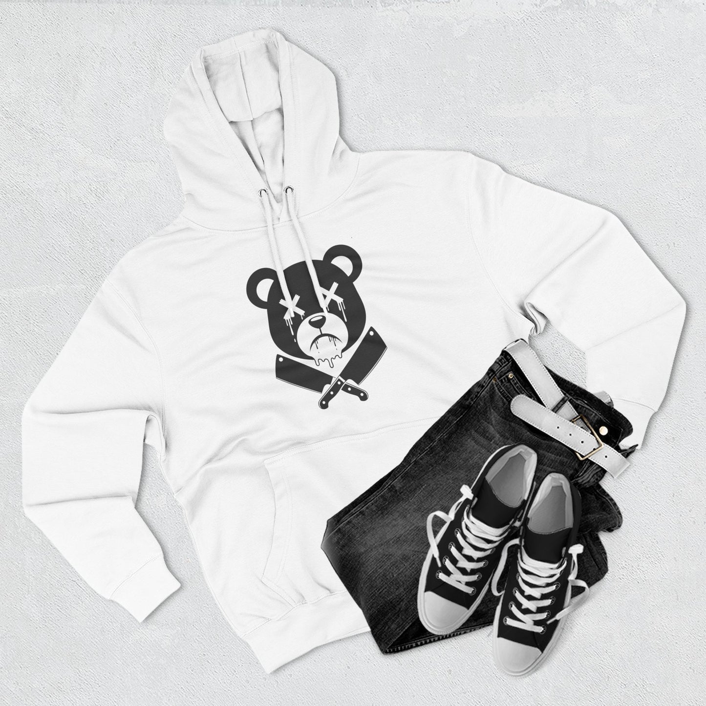 Limited Edition "Wicked Way" Drippy Bear Head Double Butcher Knife Graphic Hoodie