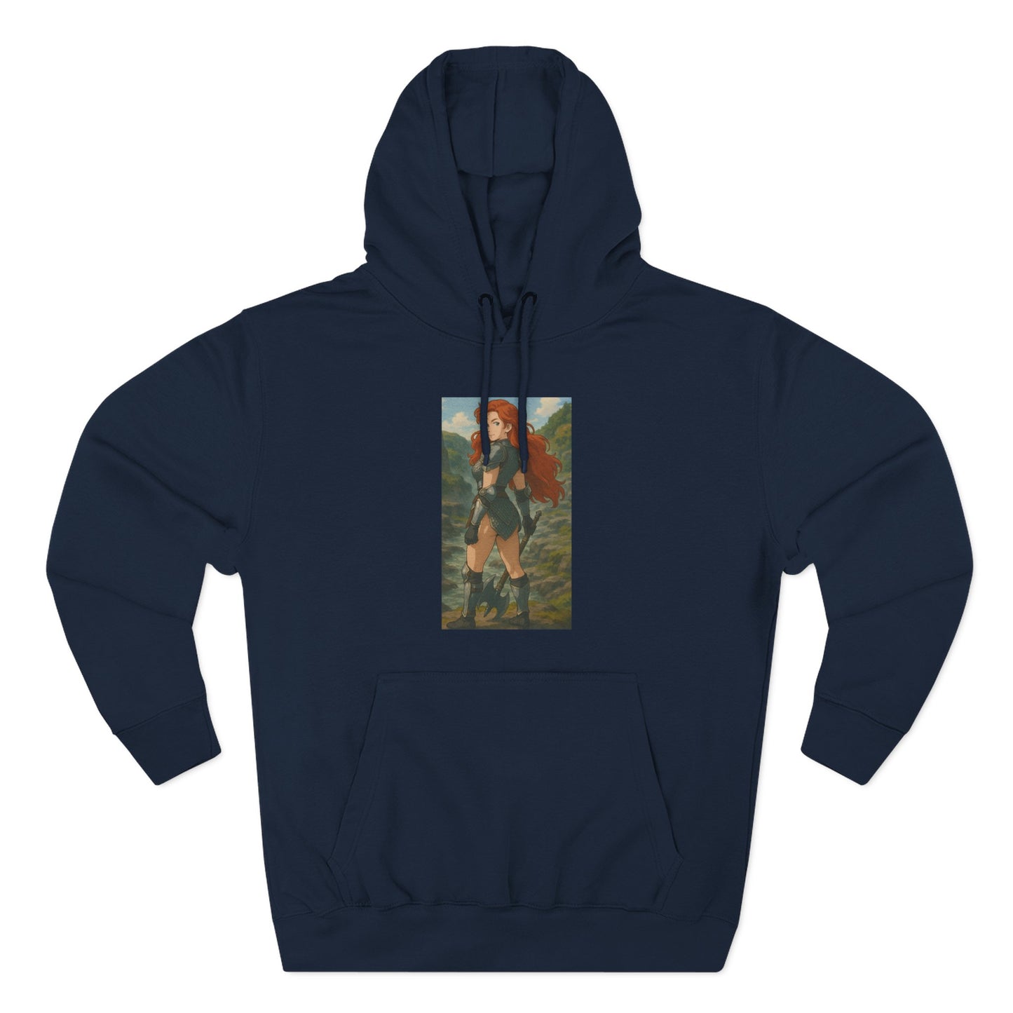 Loco Fits Anime Girls 'Fiery Warrior' Three-Panel Fleece Hoodie