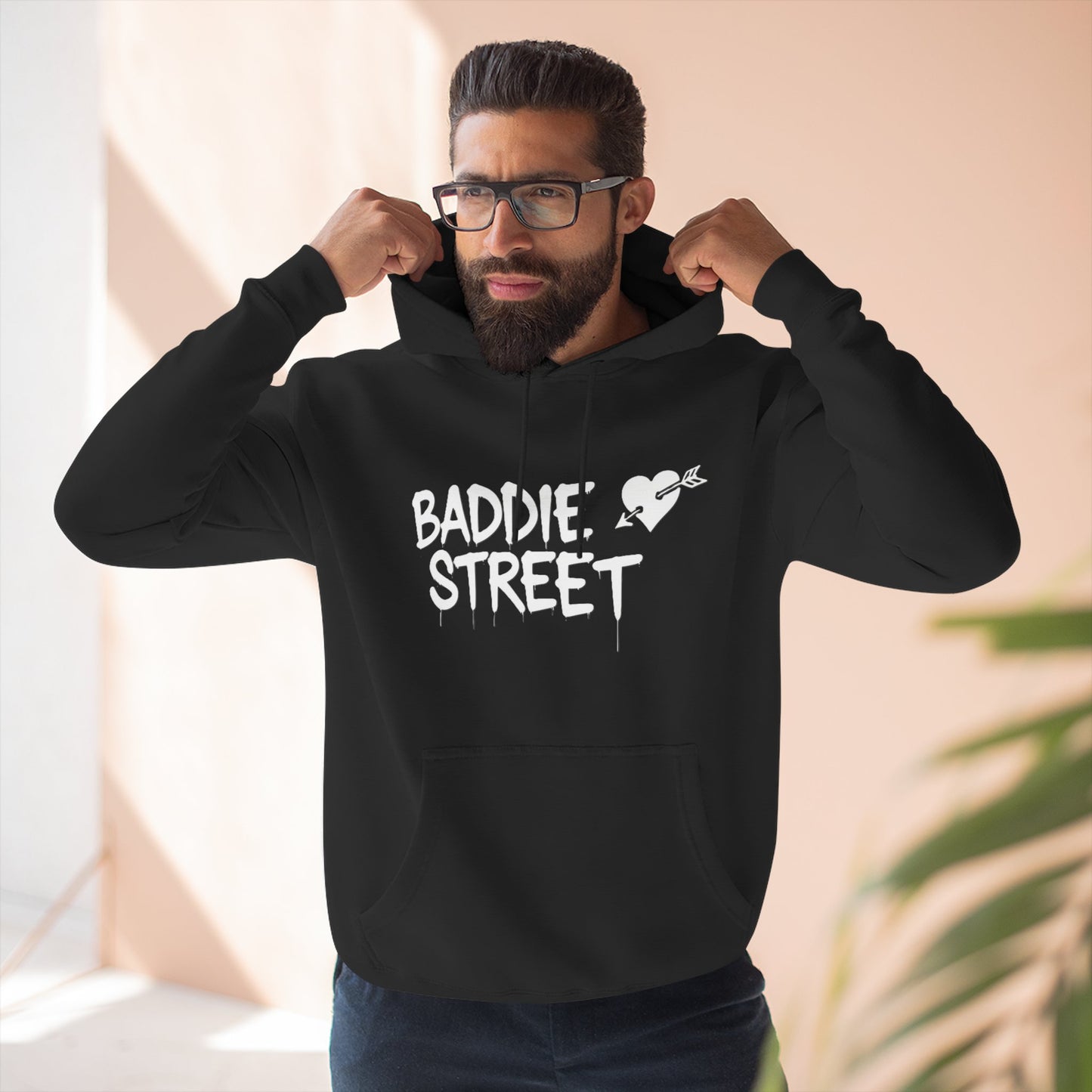 "Baddie Street" Arrow Heart V4 Front V3 Back Logo Fleece Hoodie