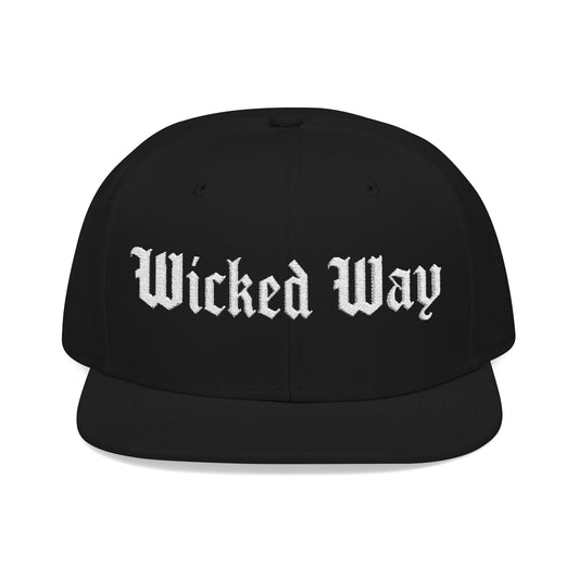 Base "Wicked Way" White Gothic Script Snapback