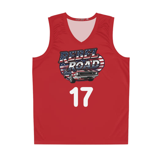 Red "Rebel Road" #17 Patriot Muscle Basketball Jersey