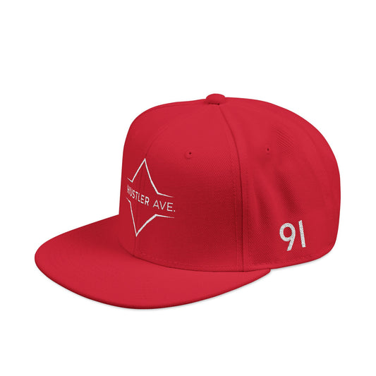 Red "Hustler Ave" #91 Avalanche Motion Snapback Cap