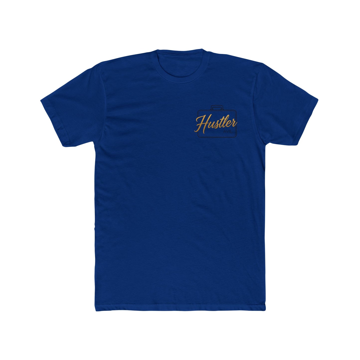"Hustler Ave" All Business Gold Briefcase Pocket Logo Cotton Crew Tee