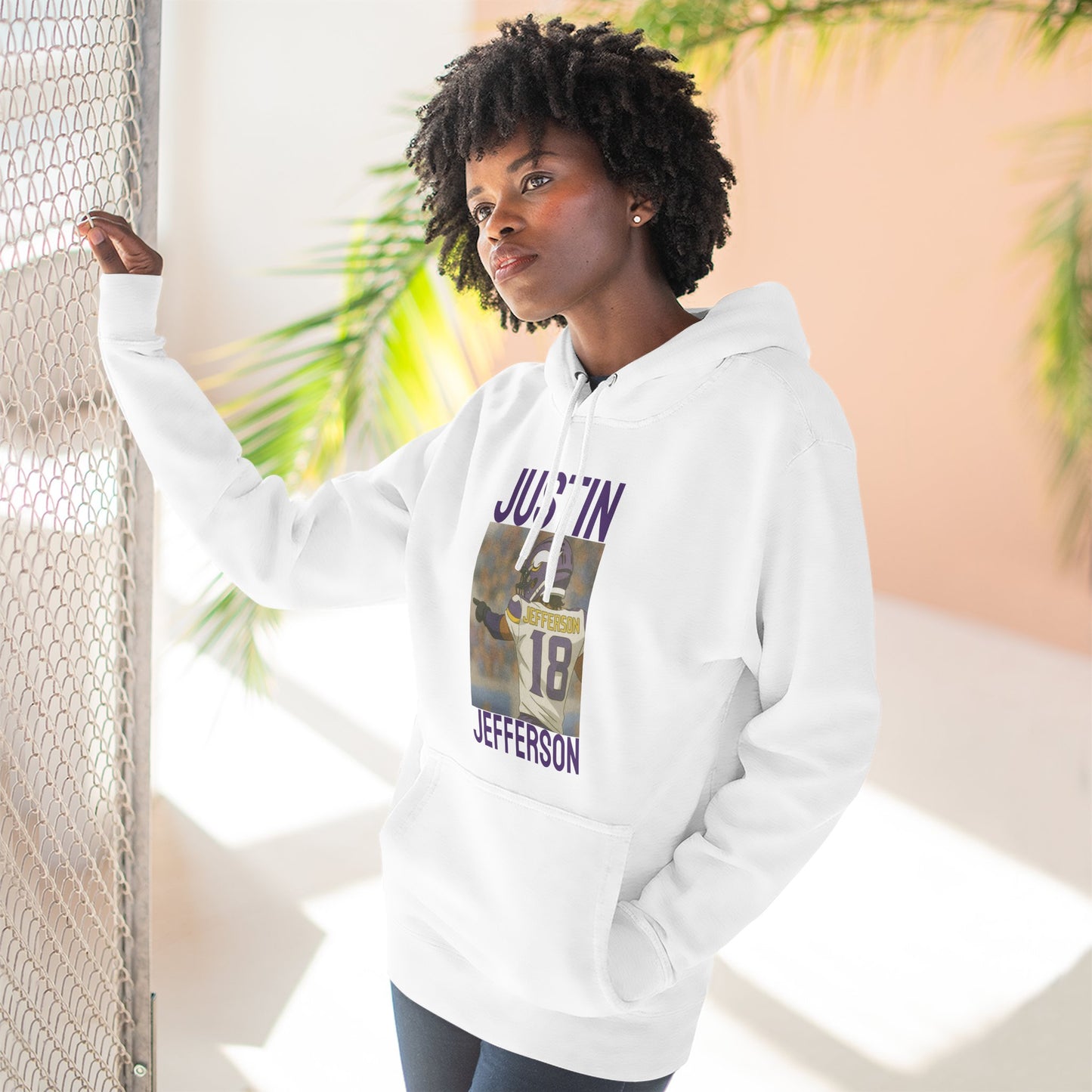 Anime Football 'Justin Jefferson' Three-Panel Fleece Hoodie