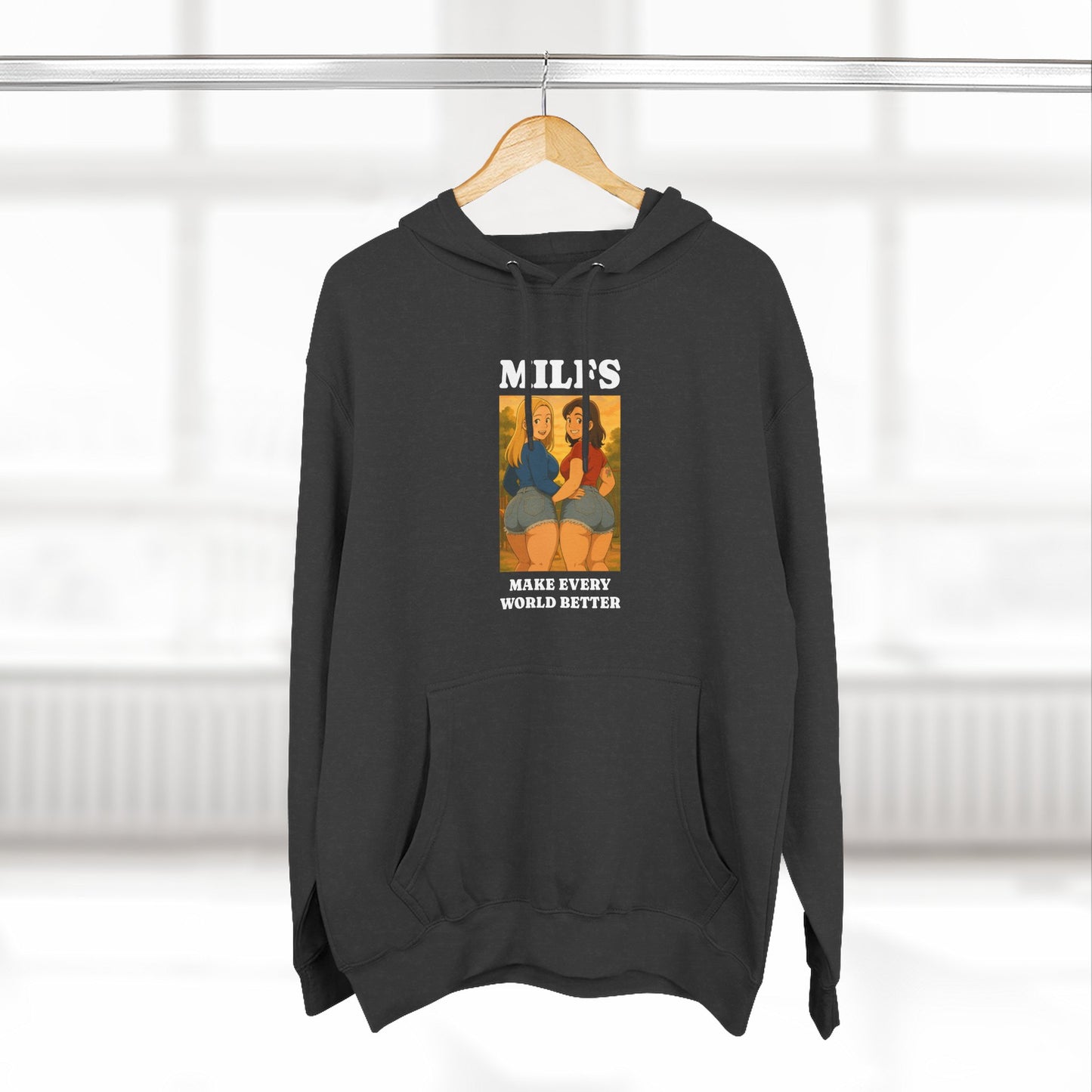 Loco Fits Anime Girls 'MILFS Make Every World Better' Three-Panel Fleece Hoodie