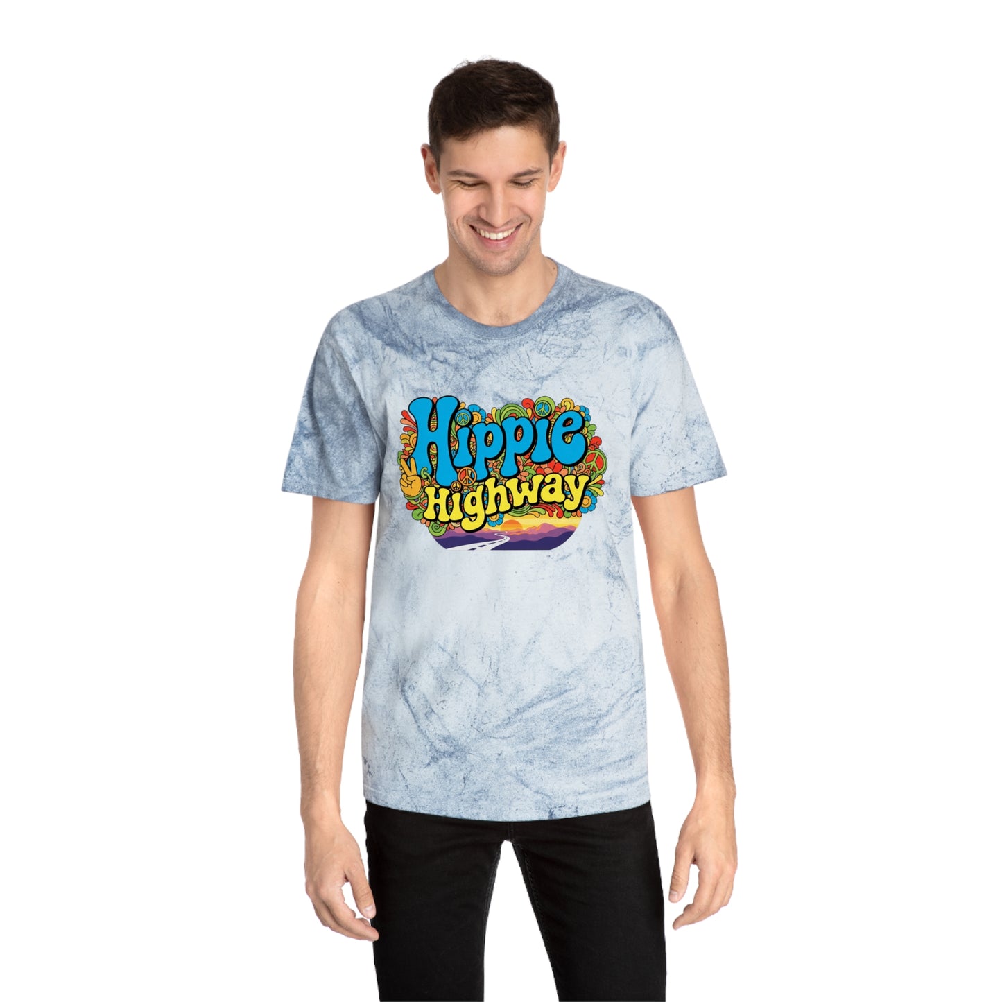 Exclusive (40 to be sold only) "Hippie Highway" Open Mind Open Road Tye Dye Color Blast T-Shirt
