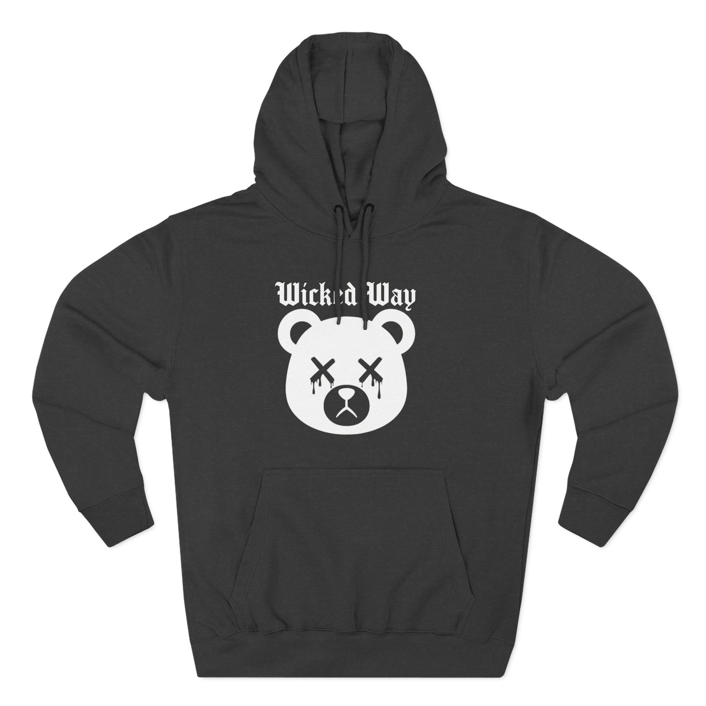 "Wicked Way" Deady Bear Head White Logo Hoodie