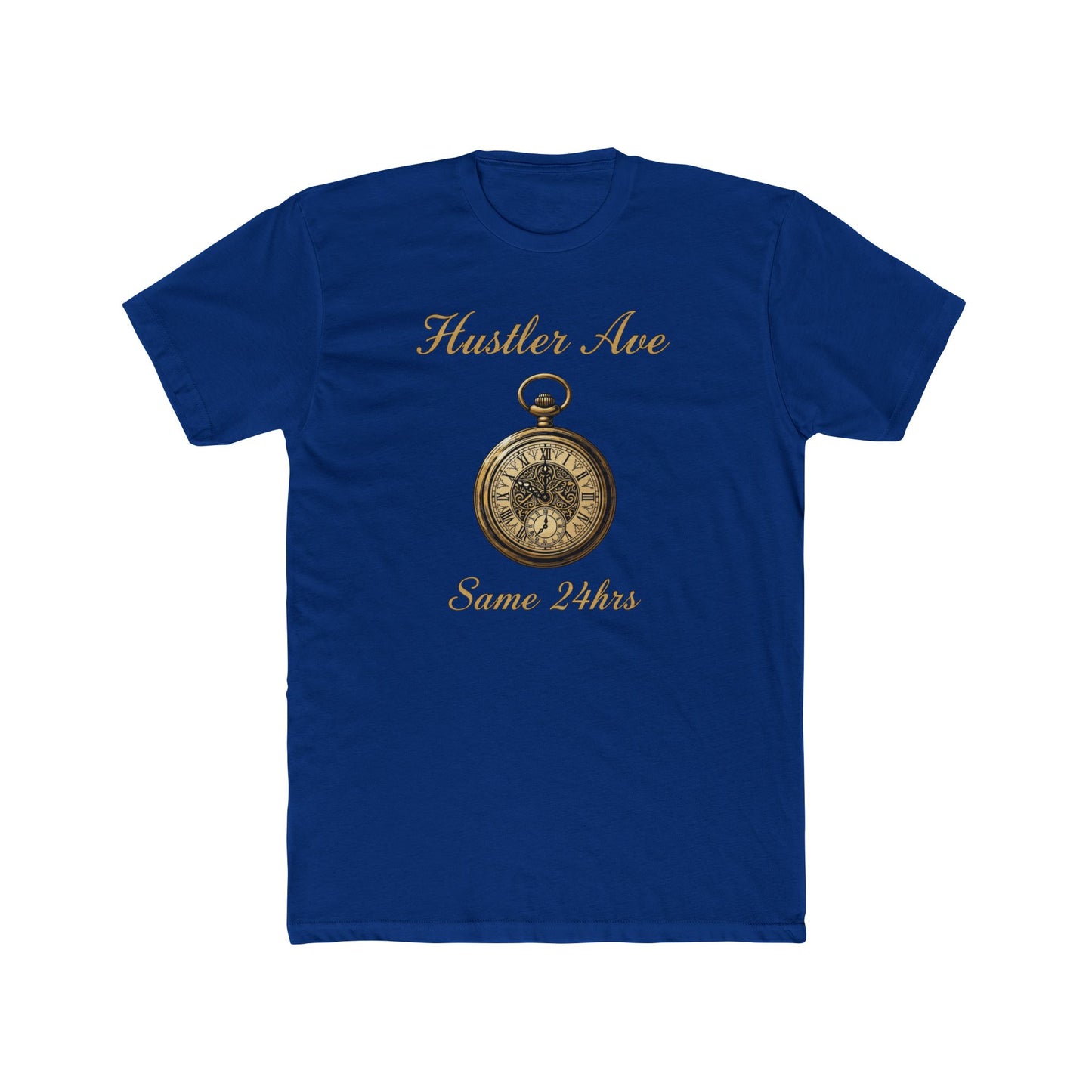 "Hustler Ave" Same 24Hrs Pocket Watch Cotton Crew Tee
