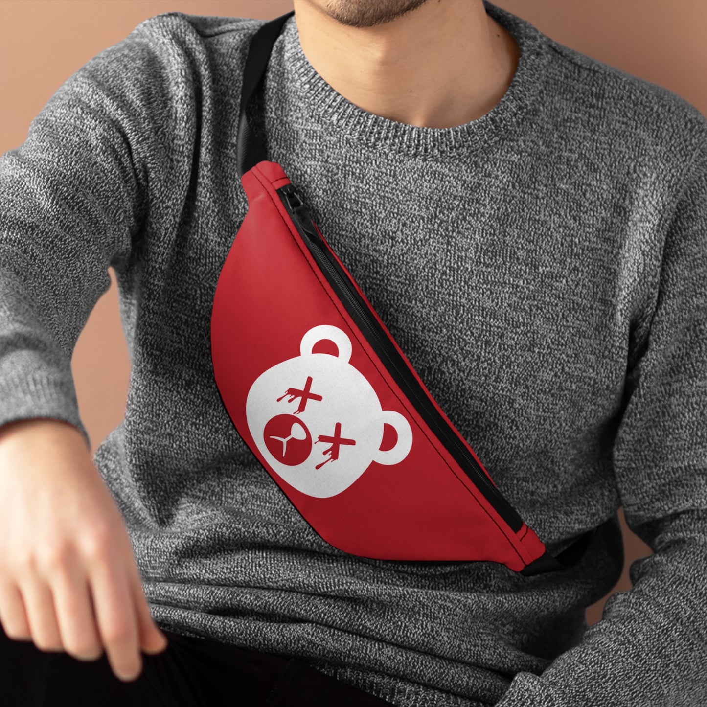 Red w/ White Logo "Wicked Way" Dead Bear Head Fanny Pack
