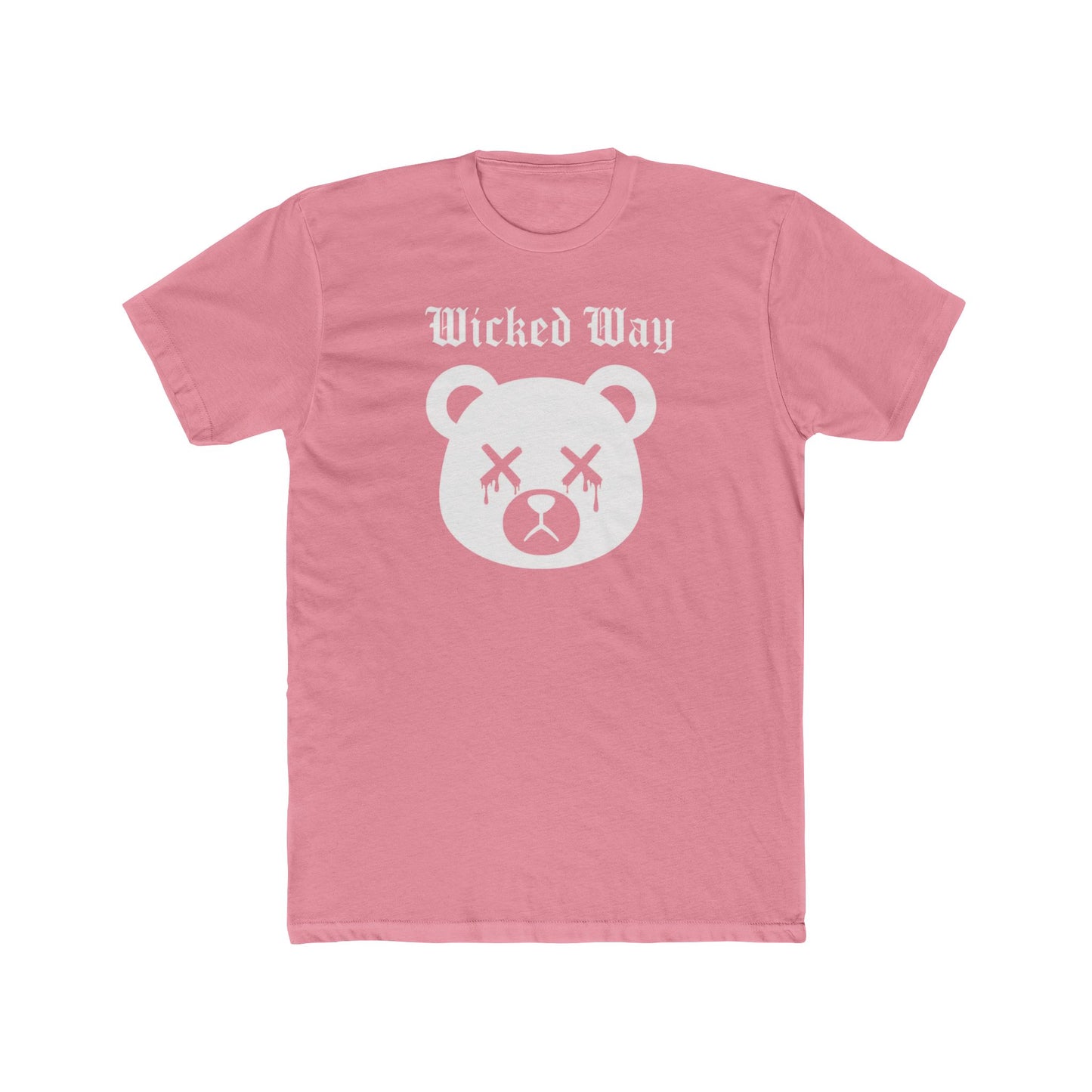 "Wicked Way" Dead Bear Head White Logo Cotton Crew Tee