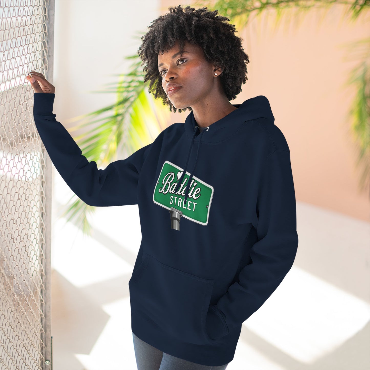 "Baddie Street" Bold Street Sign Fleece Hoodie