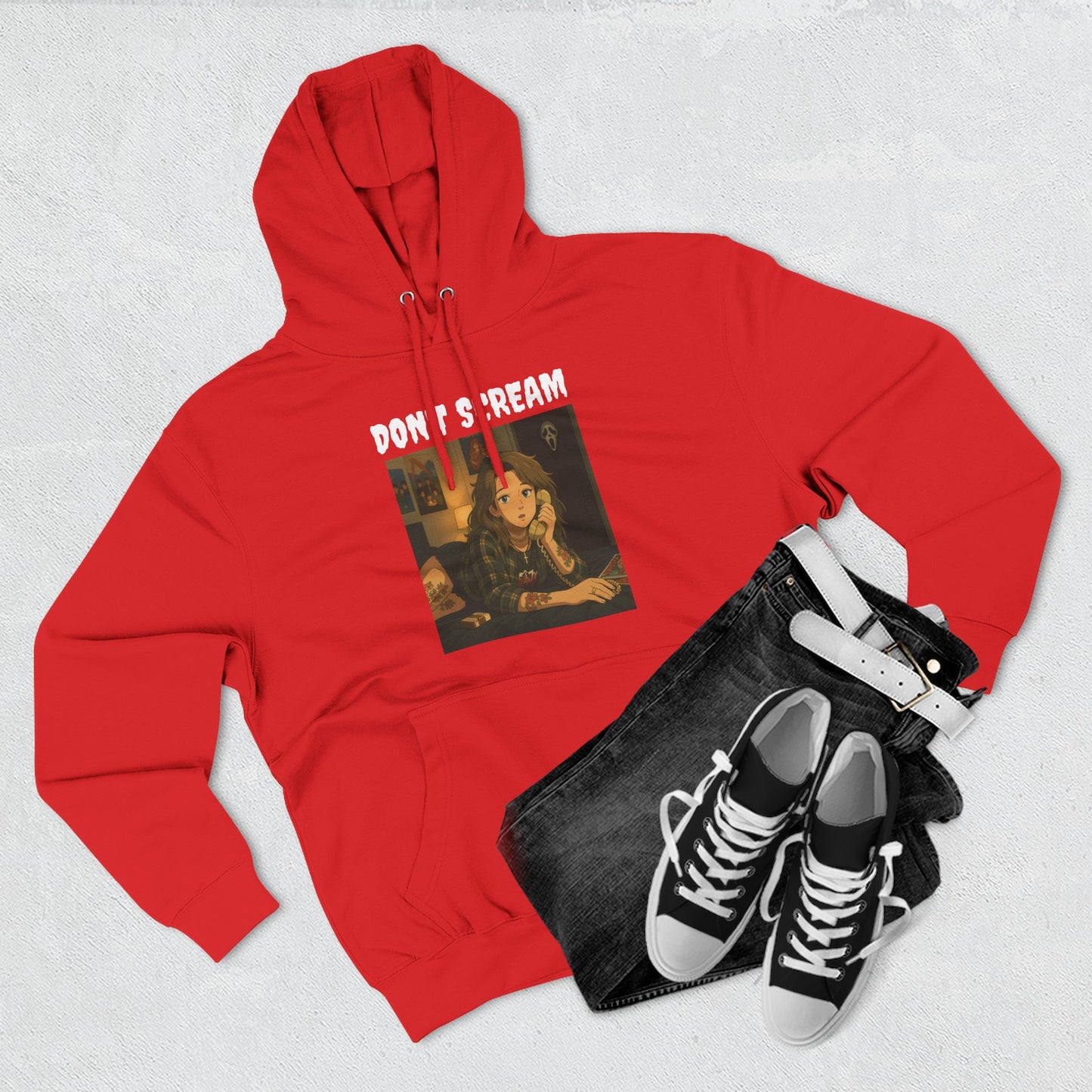 Loco Fits Anime Girls 'Don't Scream' Three-Panel Fleece Hoodie