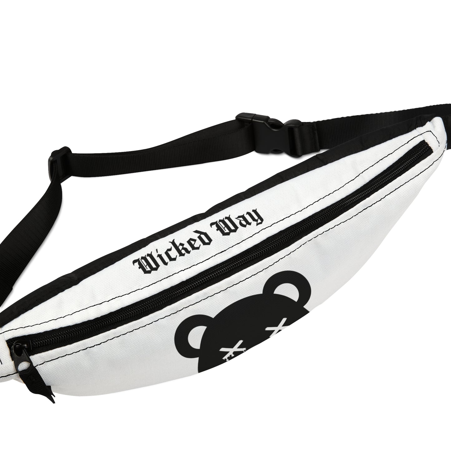 White "Wicked Way" Dead Bear Head Fanny Pack