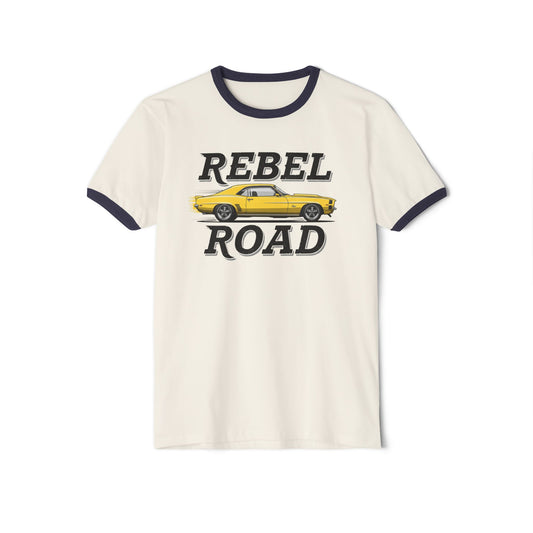 "Rebel Road" Straight Away Cotton Ringer T-Shirt