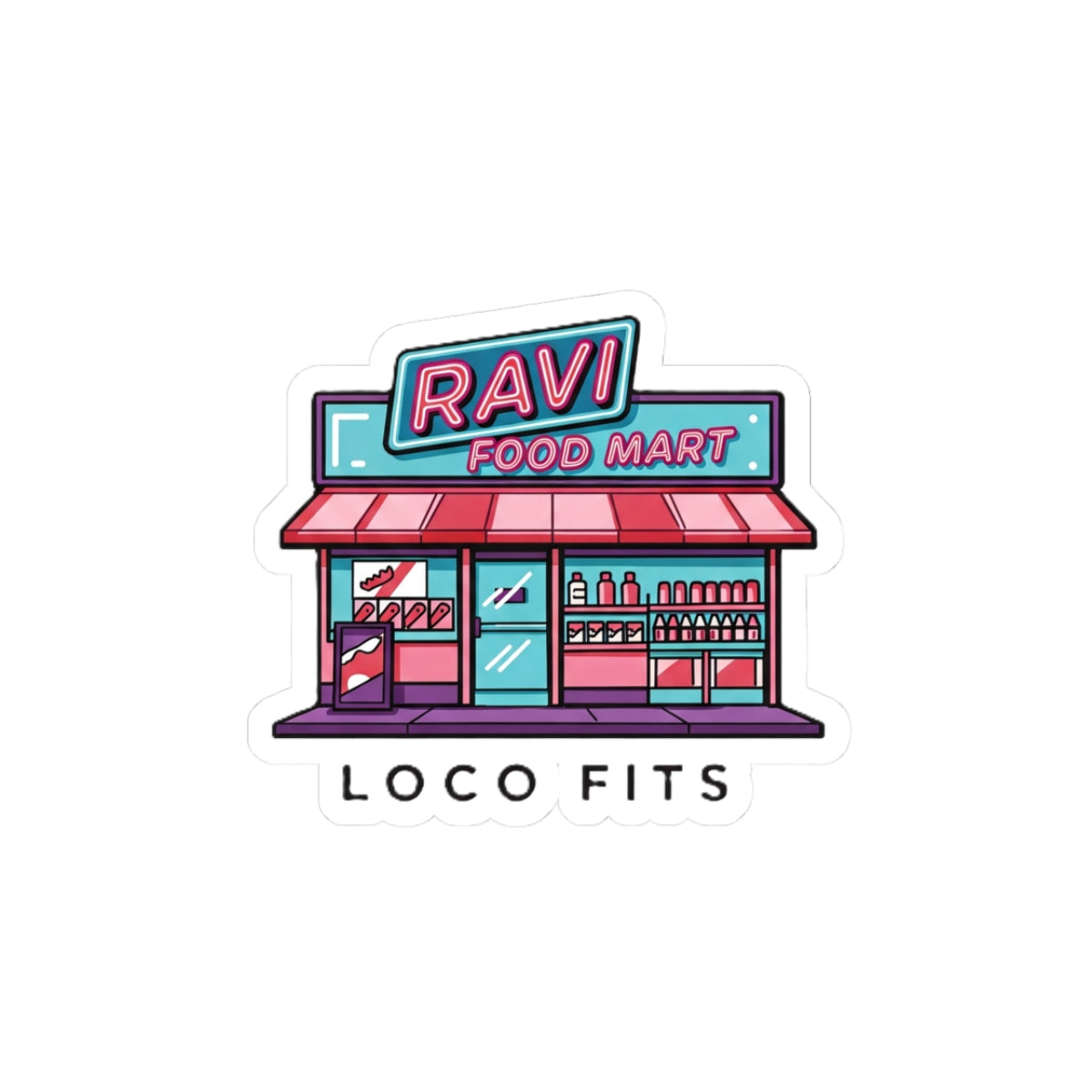 Ravi Food Mart Sticker - Colorful Kiss-Cut Vinyl Decal for Laptops and Water Bottles