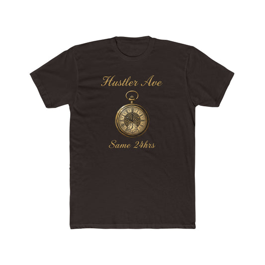 "Hustler Ave" Same 24Hrs Pocket Watch Cotton Crew Tee