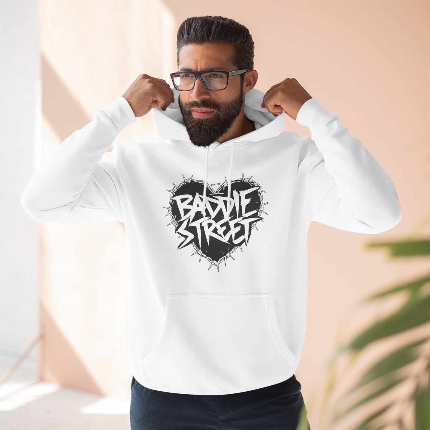 "Baddie Street" Barbed Wire Heart Fleece Hoodie