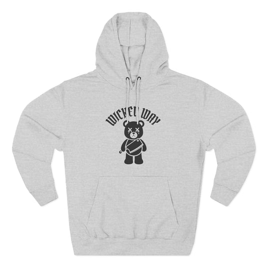 "Wicked Way" Deady Bear Butcher Knife Black Logo College Hoodie