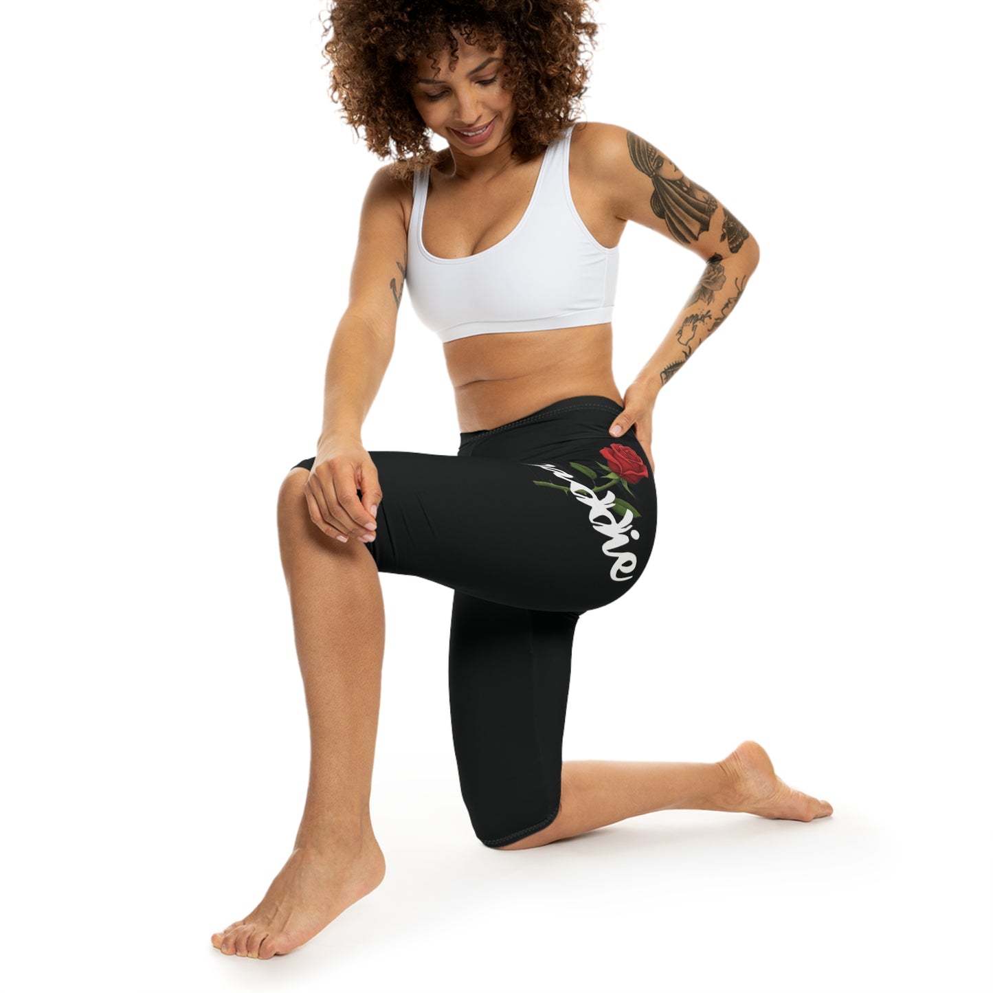 "Baddie Street" Labeled Baddie Rose Women’s Capri Leggings Active Fitness Wear