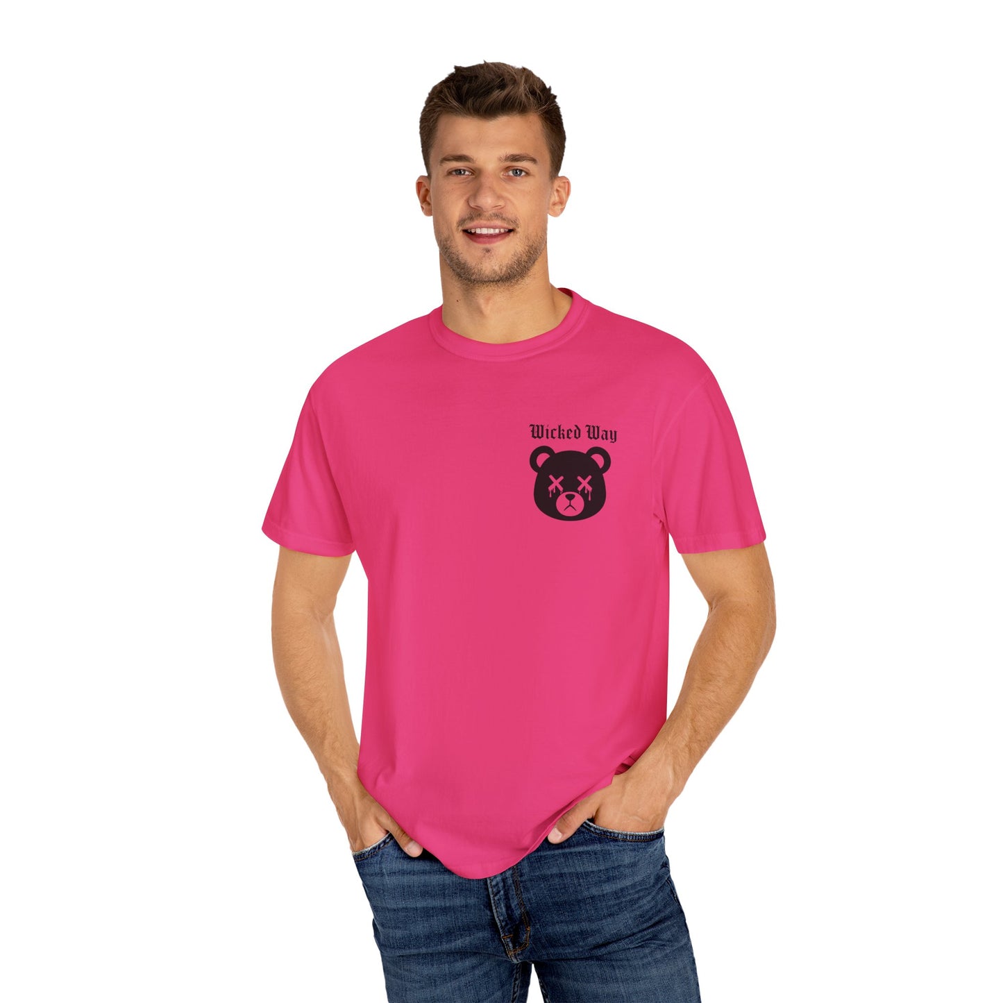 "Wicked Way" Dead Bear Head Pocket Logo Graphic T-Shirt (Multi Color Options)