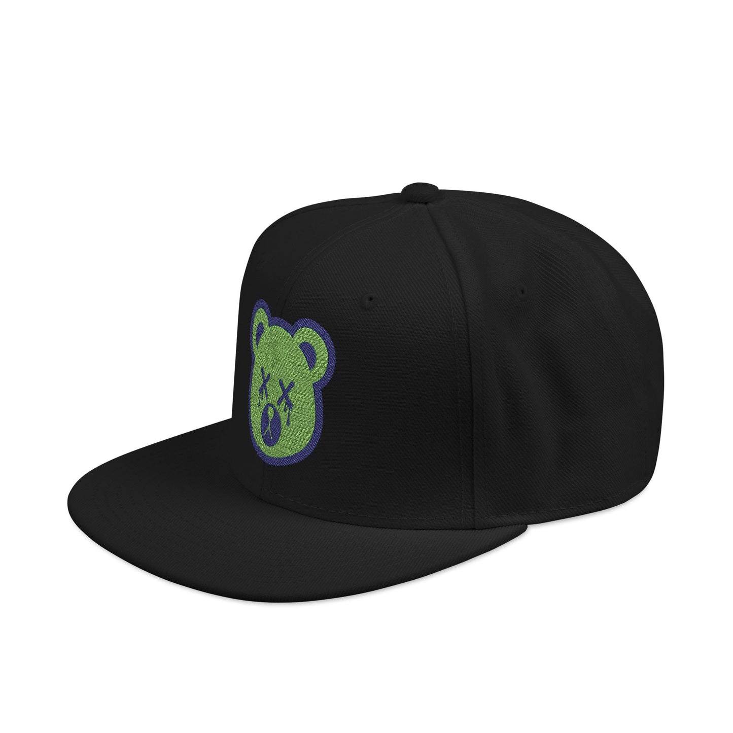 "Wicked Way" Deady Bear Head Green & Blue Snapback