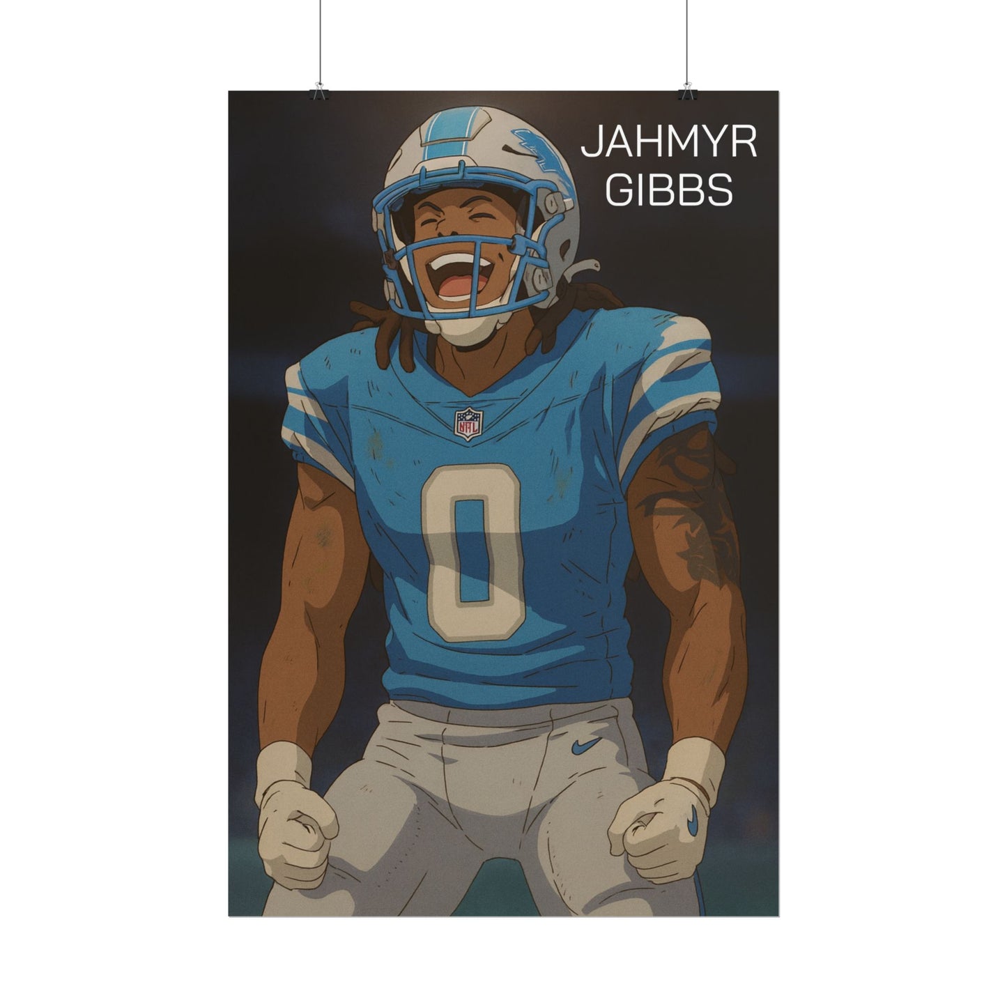 Loco Fits Anime Football 'Jahmyr Gibbs' Poster