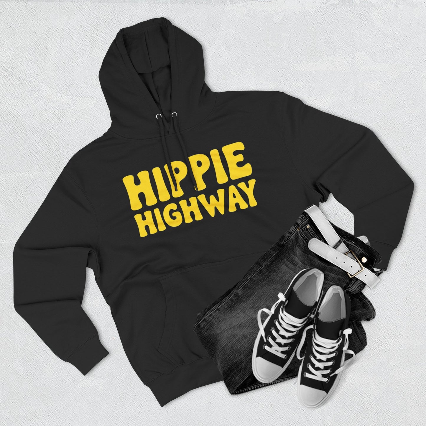 "Hippie Highway" Big Script Fleece Hoodie