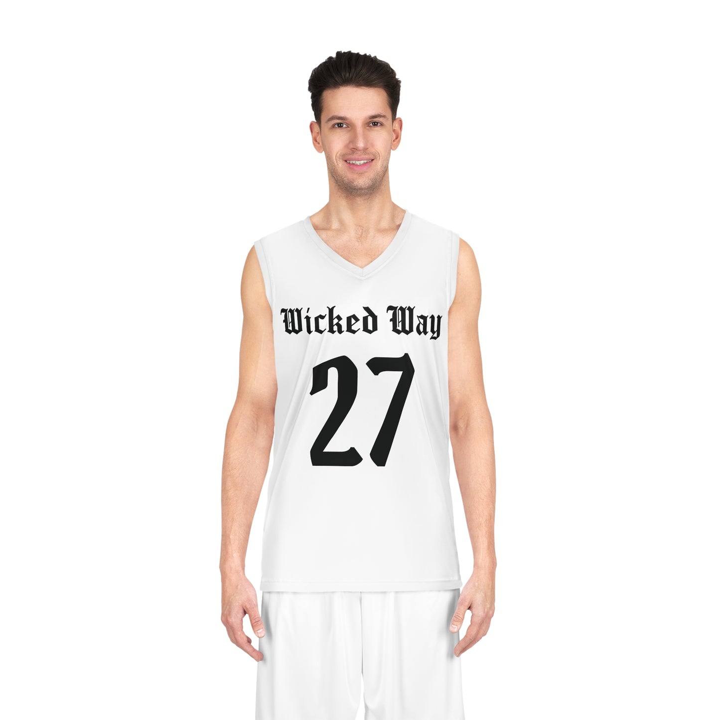 White & Black "Wicked Way" #27 Basketball Jersey