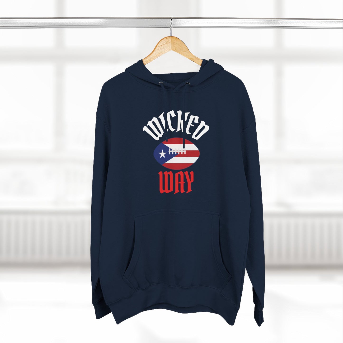Nation P.R. "Wicked Way" Deady Bear Football Blue, White, & Red Fleece Hoodie