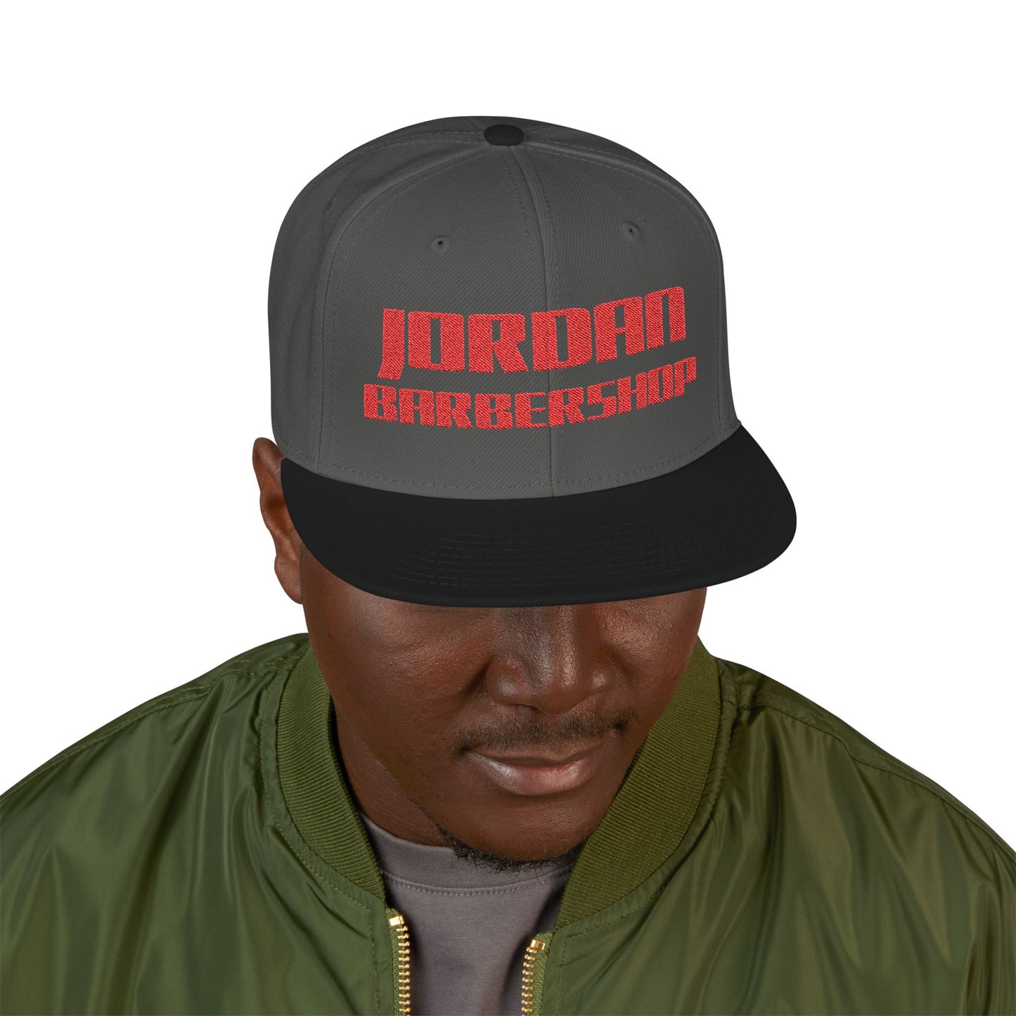 Jordan Barbershop Red Text Snapback