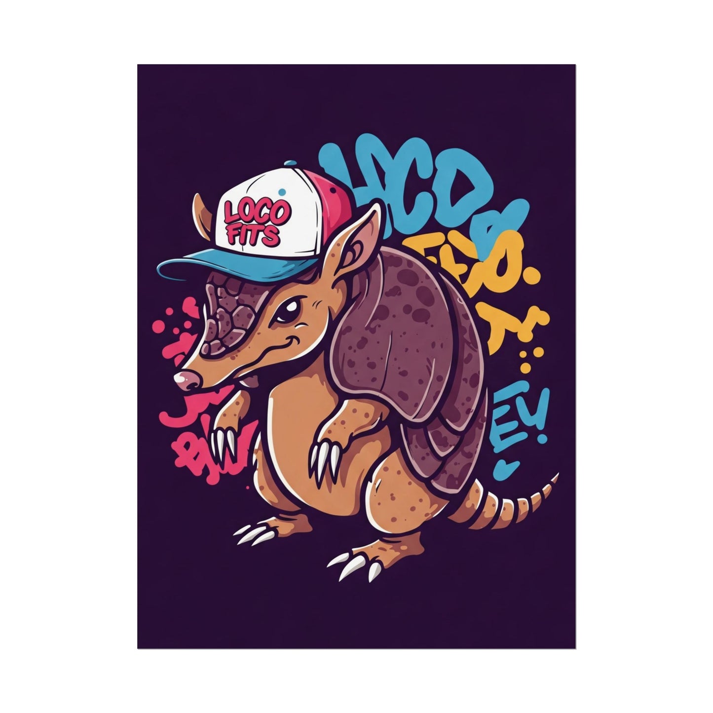 Colorful Loco Fits Armadillo Art Print - Loco Fits Rolled Poster