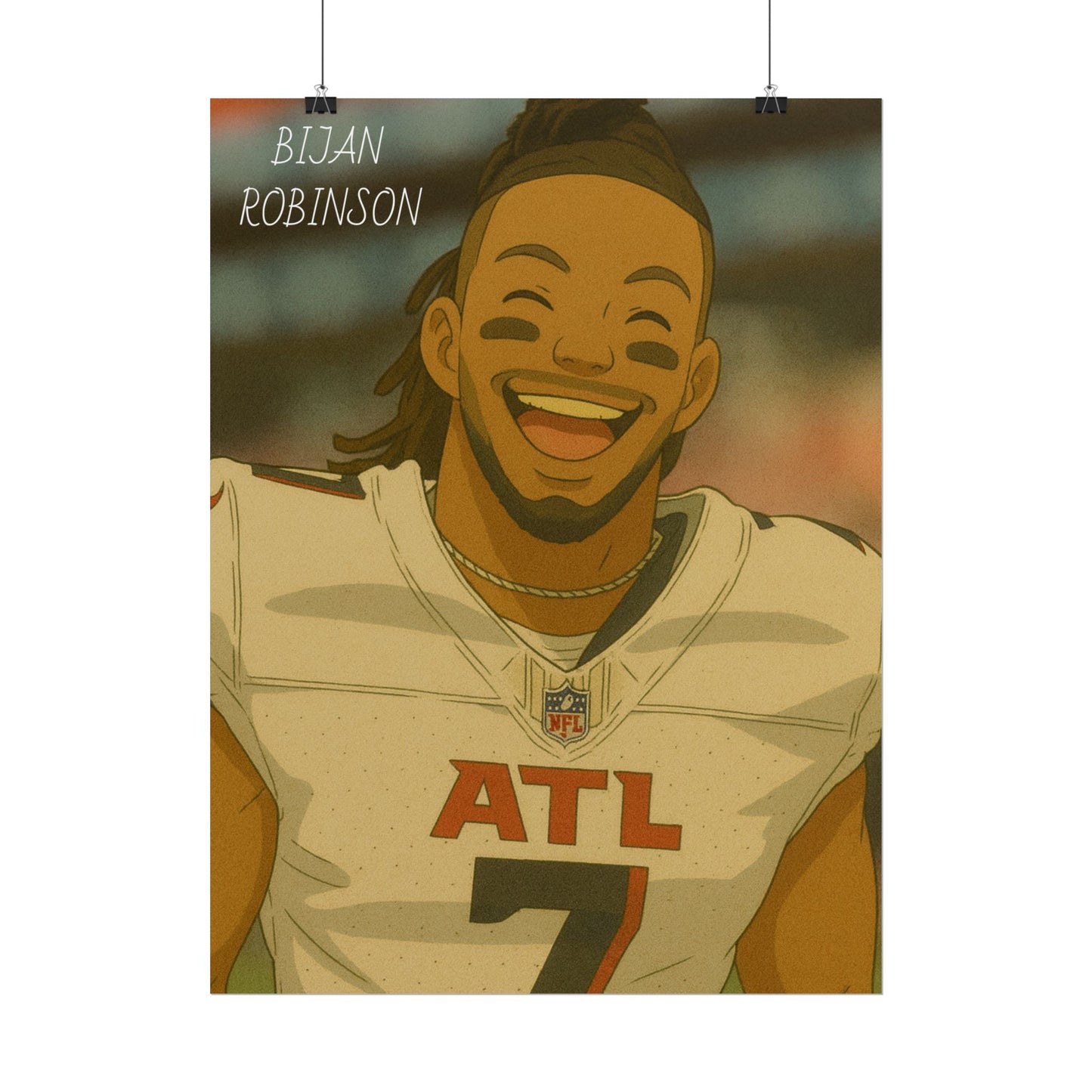 Loco Fits Anime Football 'Happy Bijan Robinson' Poster