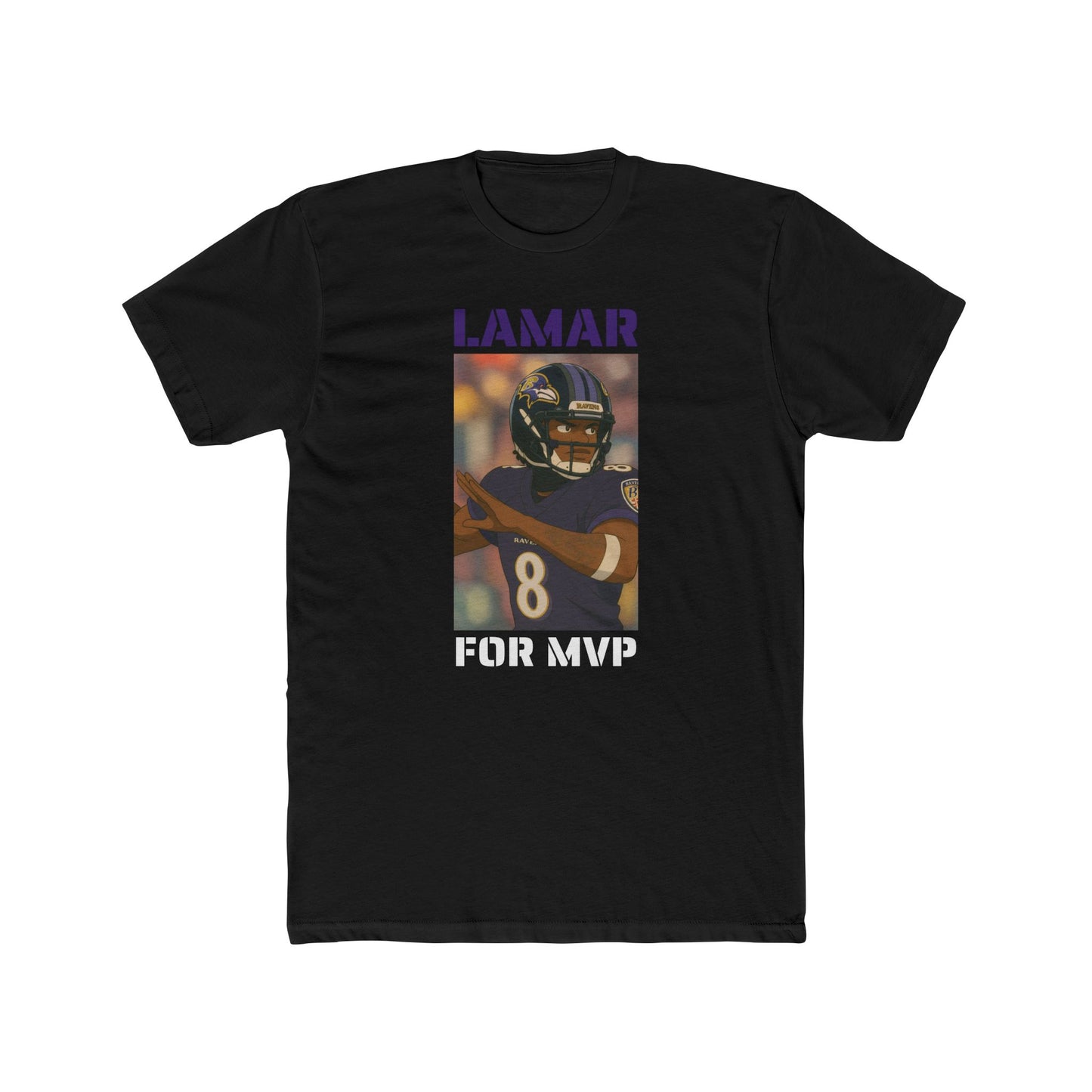 Anime Football 'Lamar For MVP' Cotton Crew Tee