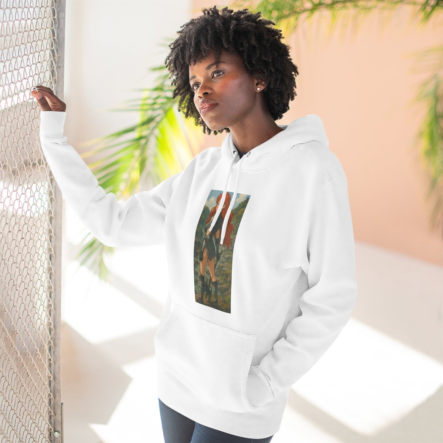 Loco Fits Anime Girls 'Fiery Warrior' Three-Panel Fleece Hoodie