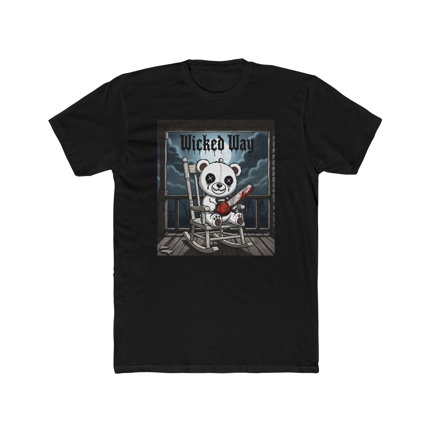 "Wicked Way" Chainsaw Deady Bear on Porch Graphic T-Shirt