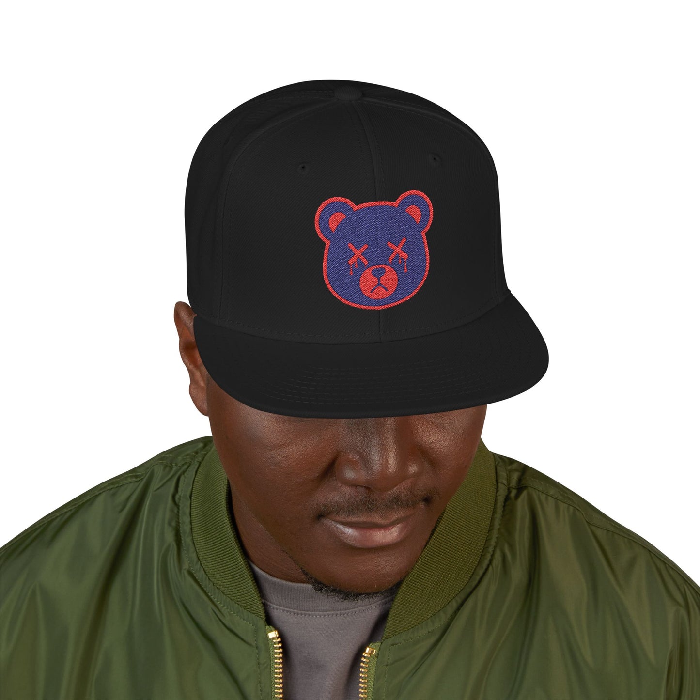 "Wicked Way" Deady Bear Head Blue & Red Snapback
