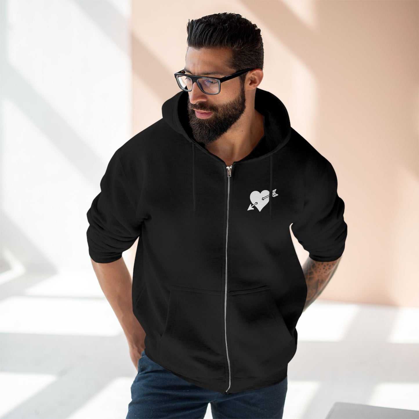 Exclusive "Baddie Street" Arrow Heart V1 & V2 Logo Zip-Up Hoodie